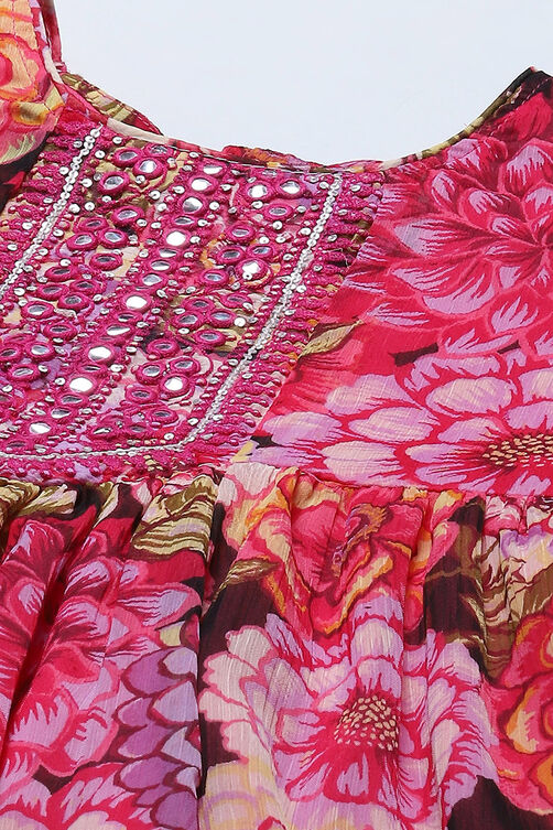Pink Polyester Gathered Printed 2 Piece Set image number 1