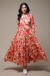 Beige Cotton Tiered Printed Dress image number 0