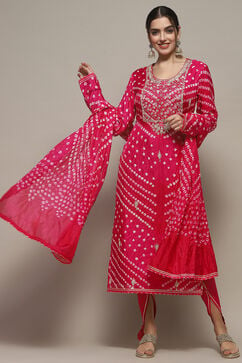 Pink Silk Blend Unstitched Suit set image number 1