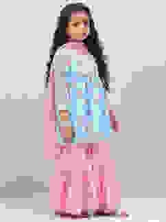 Blue Viscose Flared Kurta Garara Suit Set image number 6