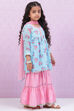 Blue Viscose Flared Kurta Garara Suit Set image number 6