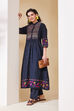 Black Cotton Straight Kurta Pants Set