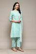 Green Cotton Hand Embroidered Unstitched Suit Set image number 7