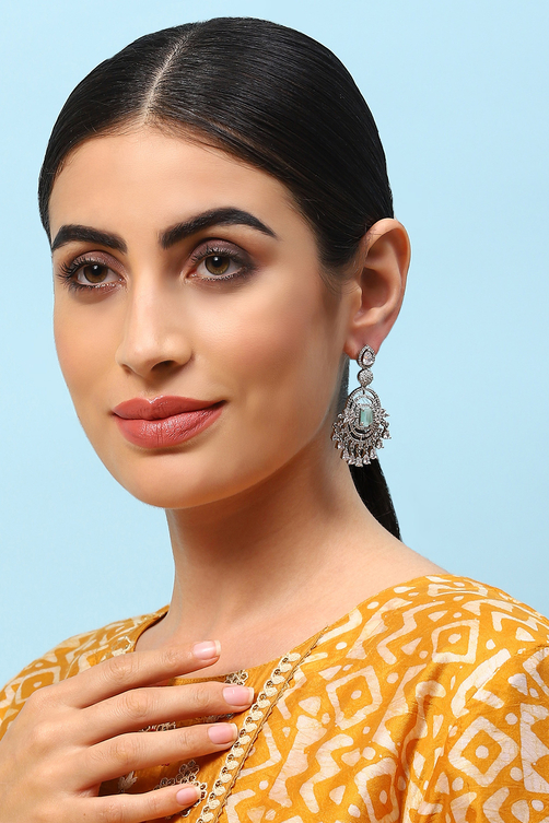 Mint Green Brass Earrings image number 3