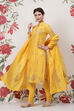 Rohit Bal Yellow Cotton Silk Straight Yarndyed Suit Set