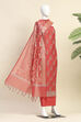 Red Chanderi  Unstitched Suit Set image number 4