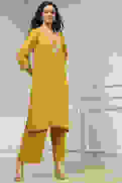 Yellow Metallic Pattern Straight Kurta image number 5