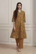 Mustard Yellow Cotton Printed Kurta Set image number 6