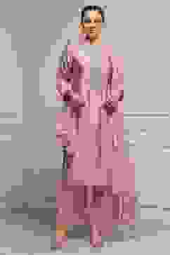 Old Rose Art Silk Embroidered Straight Suit Set image number 0