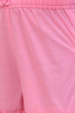 Pink Cotton A-Line Printed Kurta Set image number 2