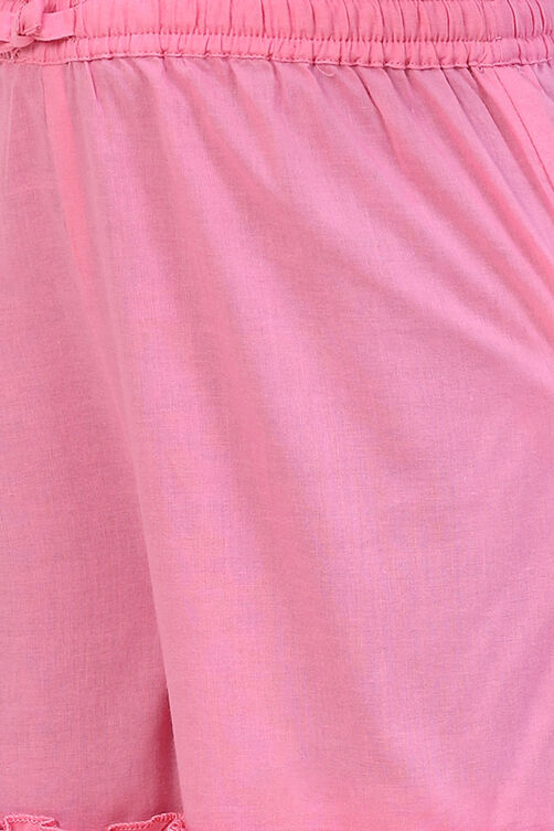 Pink Cotton A-Line Printed Kurta Set image number 2