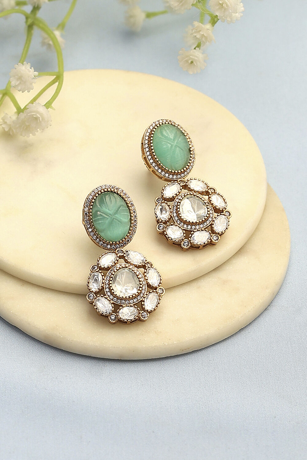 Mint Green Brass Drop & Danglers image number 0