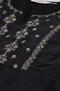 Black Art Silk Anarkali Kurta Pant Suit Set image number 2