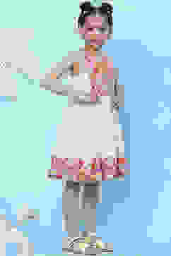 White Cotton Flared Printed Dress image number 3