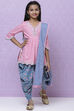 Pink Cotton Straight Kurta Dhoti Salwar Suit Set image number 6