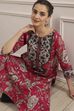 Pink Cotton Printed Straight Kurta