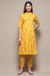 Beige Linen Straight Kurta Slim Pants Suit Set image number 6