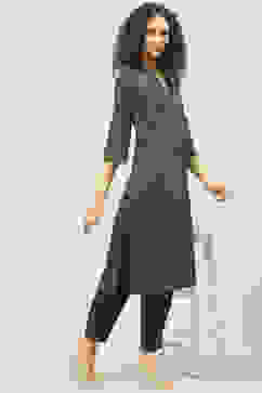 Forest Green Cotton Straight 2 Piece Set image number 6