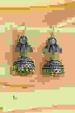 Mint Green Brass Jhumka image number 0