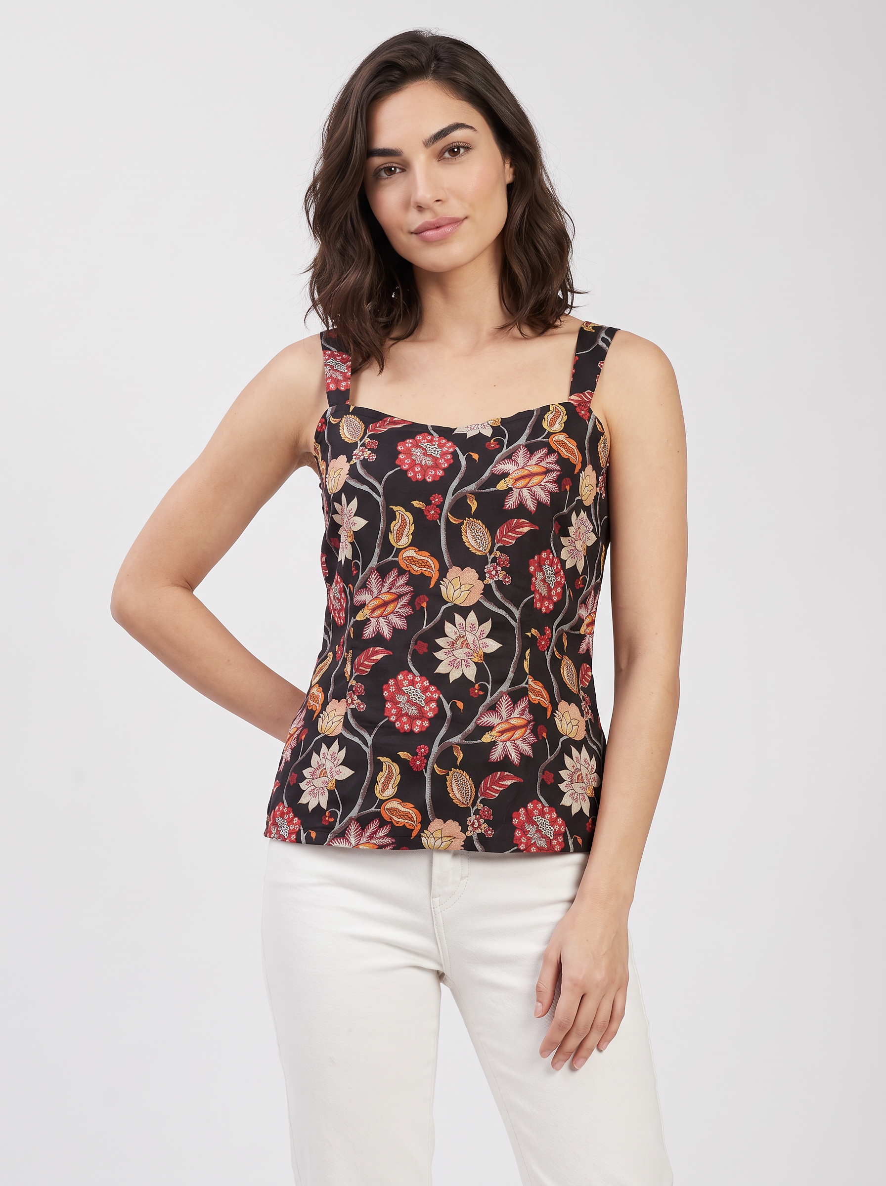 Black Cotton Straight Top image number 1