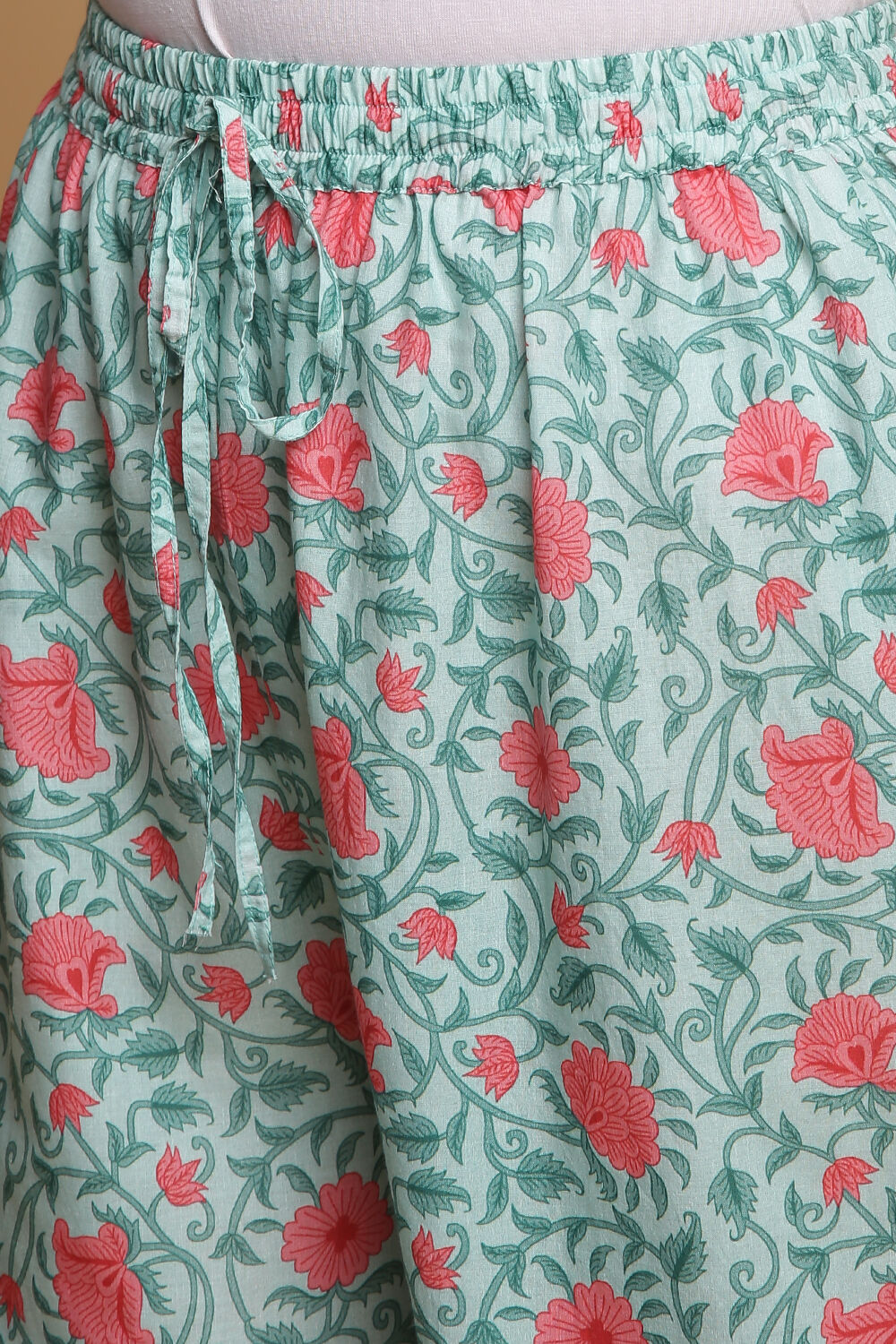 White Cotton A-Line Kurta Palazzo Suit Set image number 3