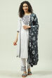 Black and White Cotton Straight Kurta Regular Pant Suit Set image number 0