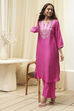 Pink Embroidered Straight Kurta Set image number 0