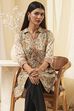 Honey Beige Cotton Floral Short Straight Kurta image number 6