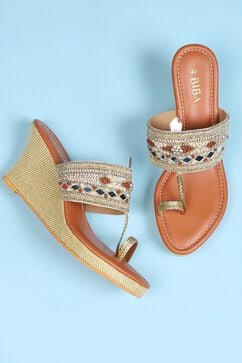Beige Embellished Sandals image number 2