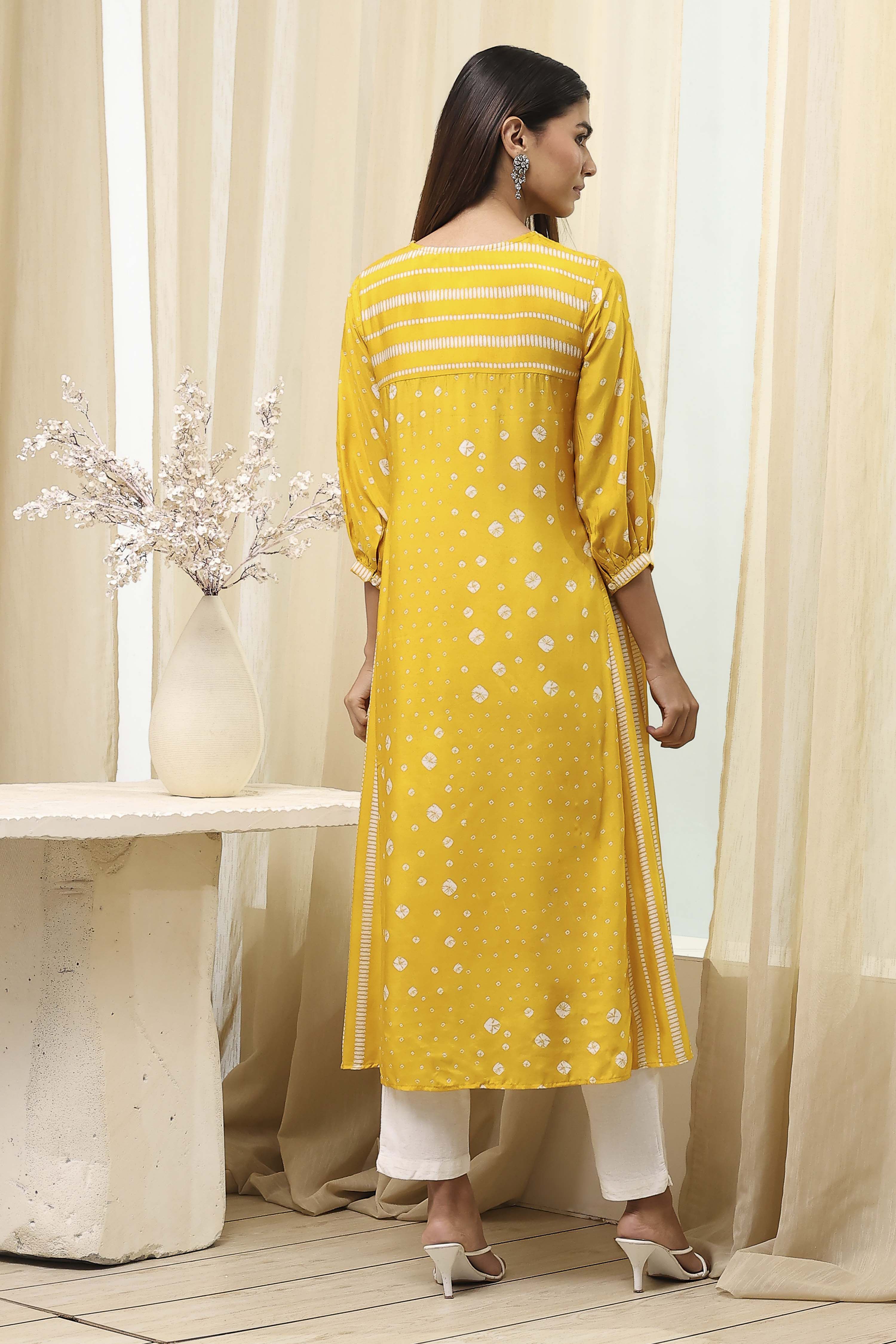 Pink Modal Printed A-Line Kurta image number 3