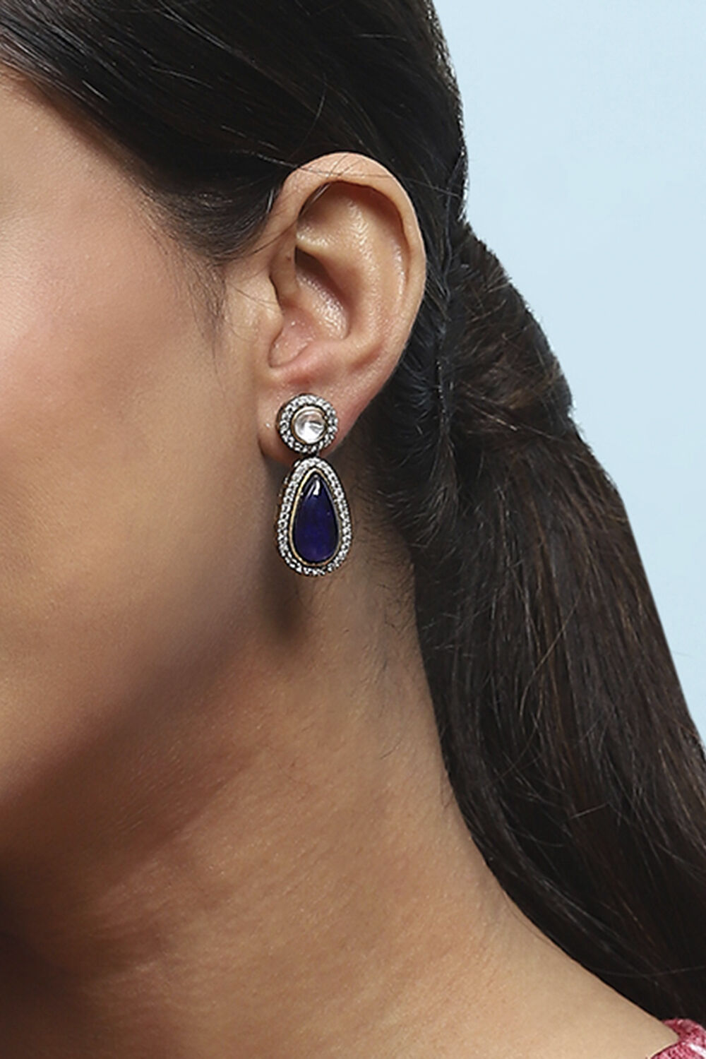 Blue Brass Necklace Set image number 3