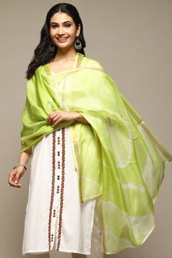 Lime Green Cotton Blend Printed Dupatta image number 1