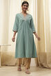Dull Blue Pure Cotton Gathered Kurta image number 5