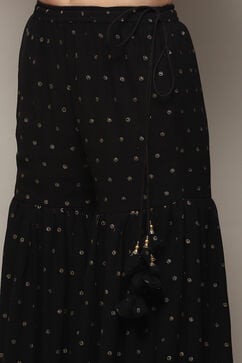Black Poly Cotton Straight Kurta Garara Suit Set image number 2