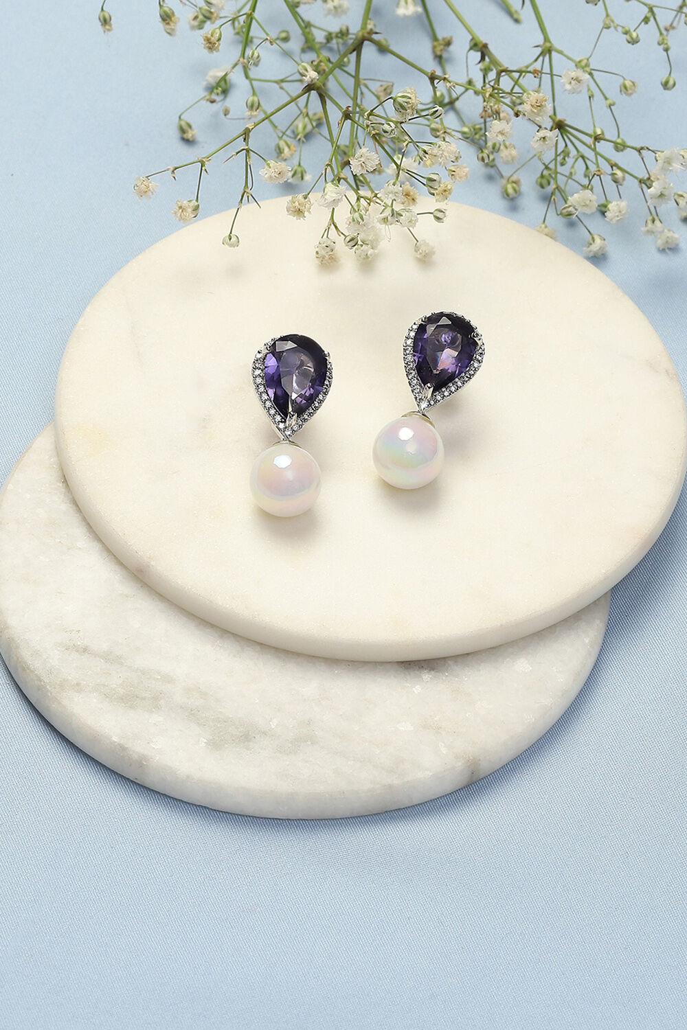 Purple Brass Earrings image number 0