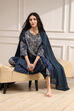 Blue Pure Cotton Printed Straight Suit Set image number 0
