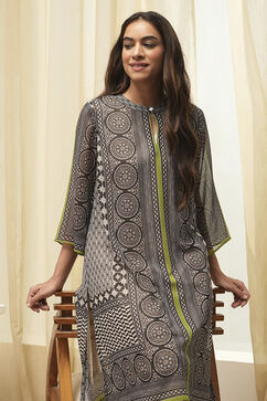 Black Printed Straight Kurta image number 6