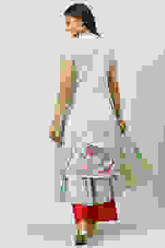 Green Art Silk Flared Kurta image number 4