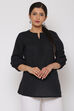 Sky Blue Cotton Short Solid Kurti image number 0