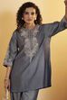 Blue Tencel Straight Suit Set image number 1