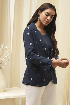 Navy Cotton Straight Yarndyed 2 Piece Set image number 4