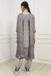 Grey Poly Crepe Digital Print Unstitched Suit Set image number 5