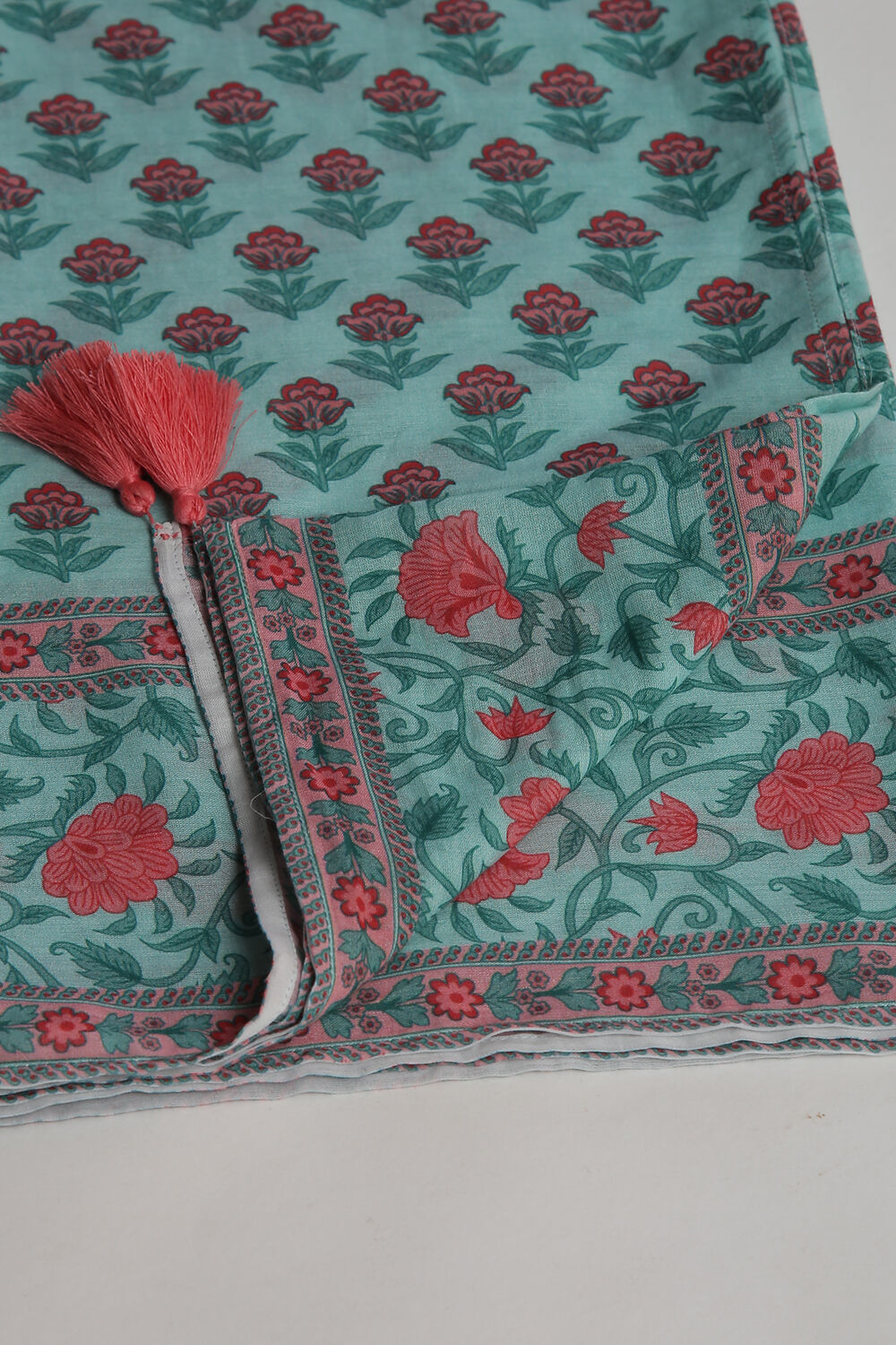 White Cotton A-Line Kurta Palazzo Suit Set image number 2