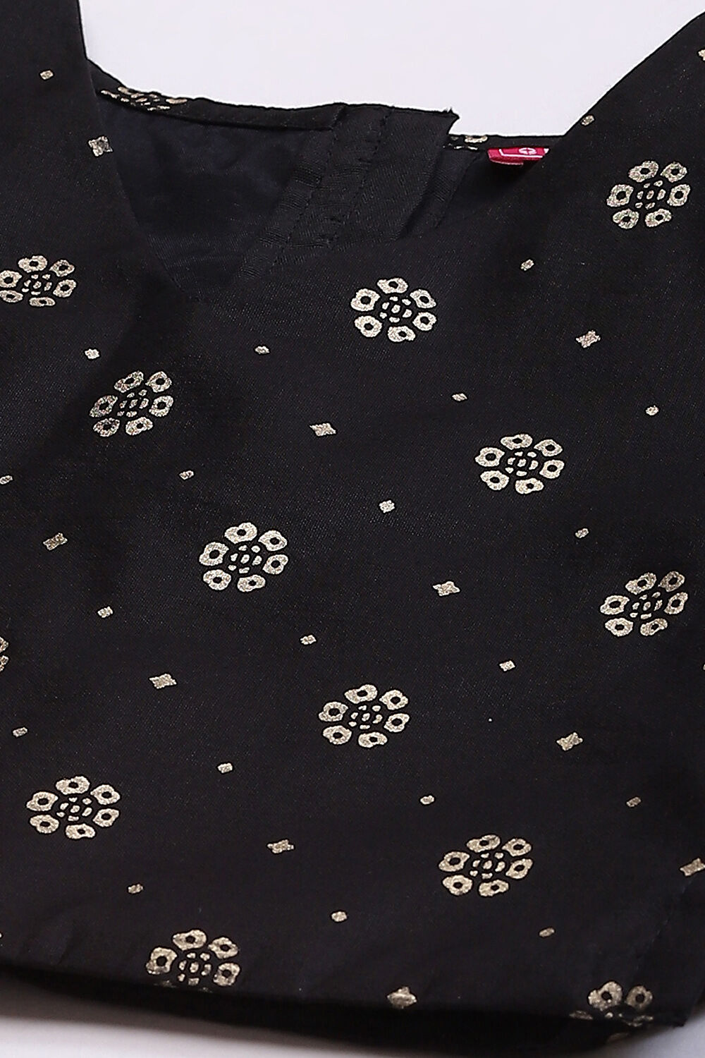 Black Art Silk Printed Short Top Lehenga Set image number 1