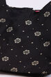 Black Art Silk Printed Short Top Lehenga Set image number 1