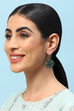 Oxidised Green Brass Earrings image number 3