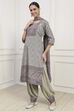 Grey Poly Crepe Digital Print Unstitched Suit Set image number 4