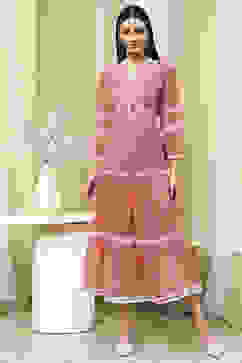 Light Pink Embroidered Tiered Dress image number 5