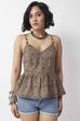 Olive Green Cotton Floral Printed Peplum Top image number 7