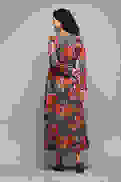 Black Cotton Blend A-Line Printed Dress image number 3